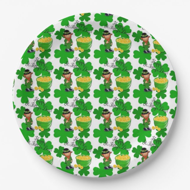 Assiettes En Carton Leprechaun, Saint Patrick's Day, Plaques papier 9" (Devant)