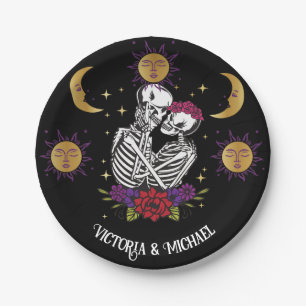 Assiettes En Carton Les amoureux Skeleton Couple Tarot gothique
