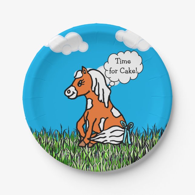 Assiettes En Carton Les animaux de ferme Baby shower de poney C'est un (Devant)