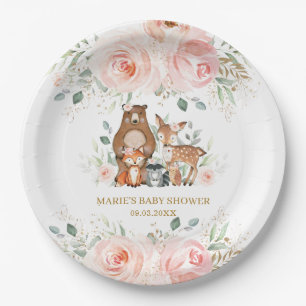 Assiettes En Carton Les animaux des bois blanchissent le Baby shower f