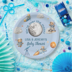 Assiettes En Carton Les astronautes oursons en peluche dans l'espace :