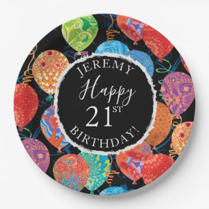 Assiettes En Carton Les ballons de fête d'anniversaire ajoutent le nom