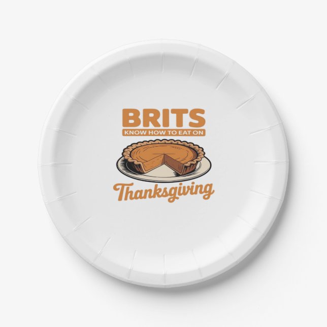Assiettes En Carton Les Brits savent comment manger sur Thanksgiving T (Devant)