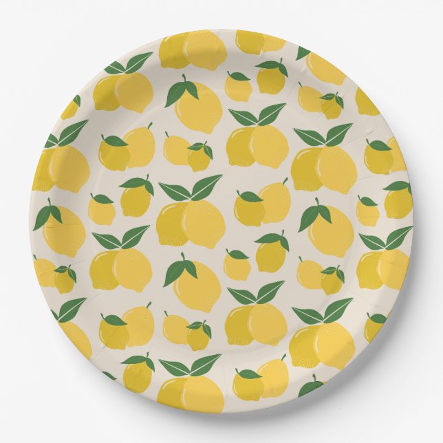 Assiettes En Carton Les Citrons 01 Retro Lemon Abstraits citrons (Devant)