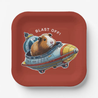 Assiettes En Carton Les Cochons de Guinée dans l'espace ! Explorateur 