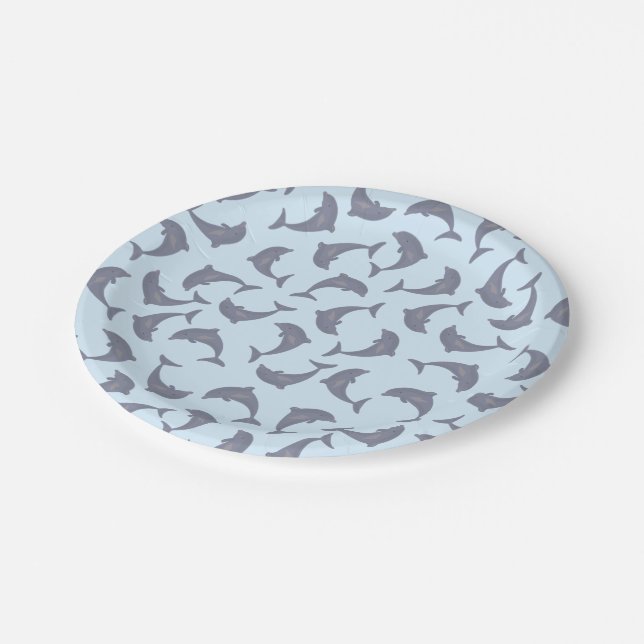 Assiettes En Carton Les dauphins dans le Motif marin (Angle)