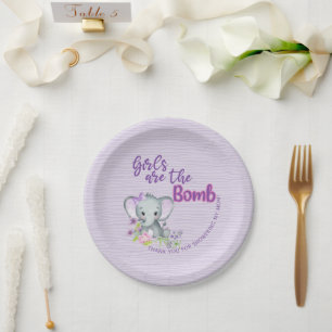 Assiettes En Carton Les filles sont la bombe violet éléphant plaque de