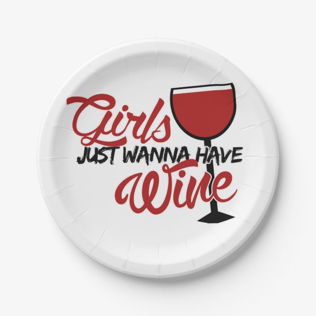 Assiettes En Carton Les filles veulent juste avoir du vin (Devant)