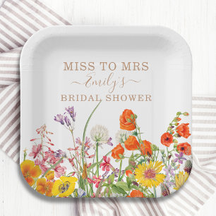 Assiettes En Carton Les Fleurs Sauvages Colorées Manquent À Mme Fête d