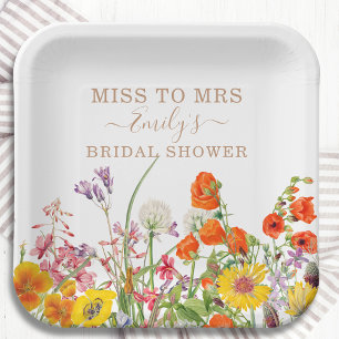 Assiettes En Carton Les Fleurs Sauvages Colorées Manquent À Mme Fête d