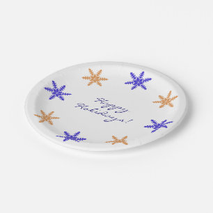 Assiettes En Carton Les flocons de neige saisonnières Joyeuses vacance