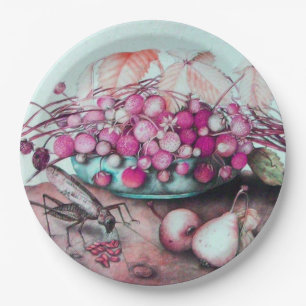 ASSIETTES EN CARTON LES FRUITS DE SAISON LES FRAISES PERARS ET FEUILLE