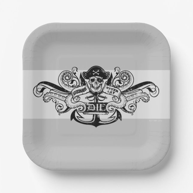 Assiettes En Carton Les Goonies "Never Say Die" Pirate Ancre Badge (Recto)