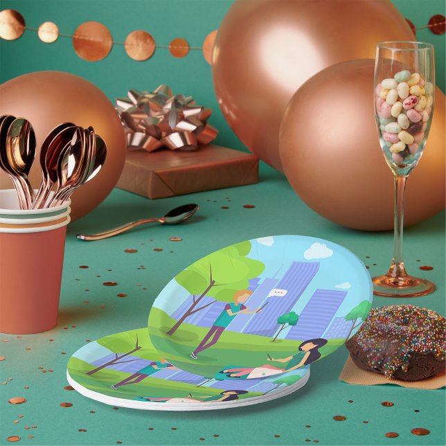 Assiettes En Carton Les Médias Sociaux Dans Le Parc (Créateur téléchargé)