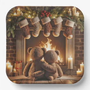 Assiettes En Carton Les Nounours de Noël inondés