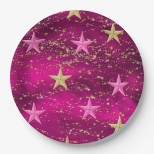 Assiettes En Carton Les nuits arabes Magenta & Gold Stars