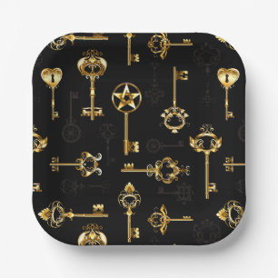 Assiettes En Carton Les Patters de Seamless avec Golden Keys