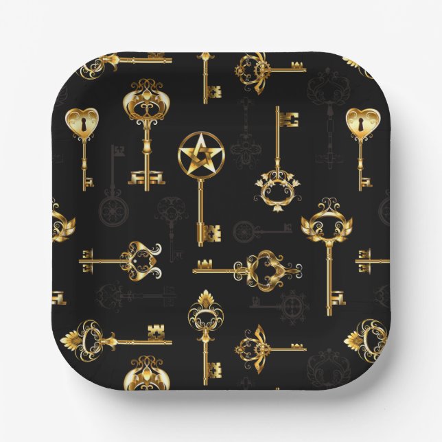 Assiettes En Carton Les Patters de Seamless avec Golden Keys (Recto)