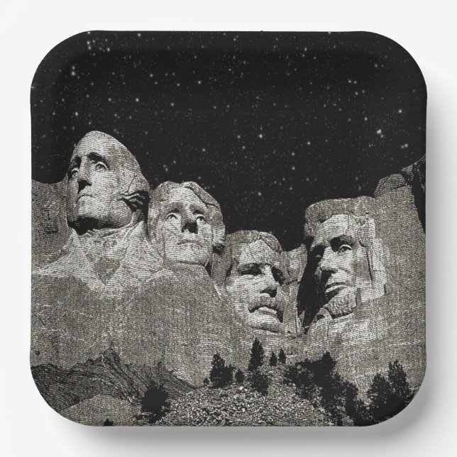 Assiettes En Carton Les présidents américains Mount Rushmore, (Recto)