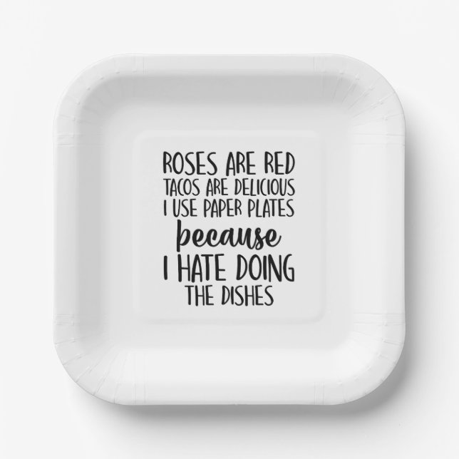 Assiettes En Carton Les Roses Drôle Sont Des Tacos Rouges Délicieux (Recto)