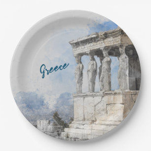 Assiettes En Carton Les ruines des sites antiques aquarelles à Athènes