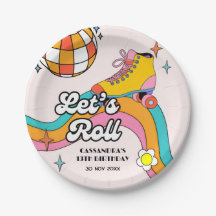 Let's Roll Retro Roller Skating Girl Birthday 