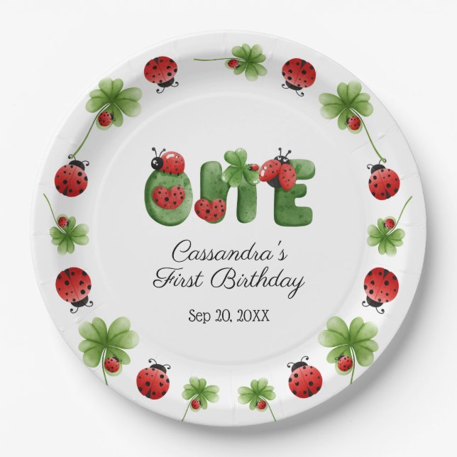 Assiettes En Carton LETTRE alphabet Ladybug Enfants 1er anniversaire B (Devant)