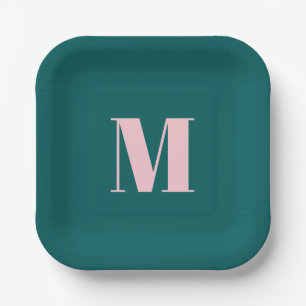 Assiettes En Carton LETTRE INITIALE MONGRAPHIQUE MOYENNE Pink Vert