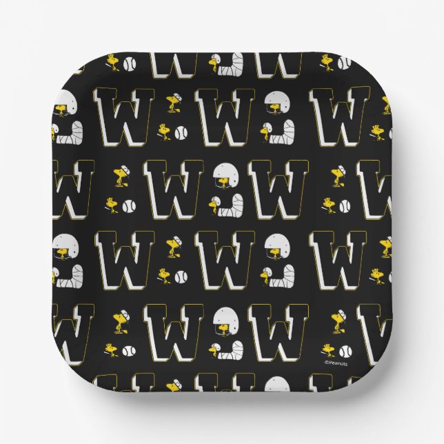 Assiettes En Carton Lettre sport Woodstock Varsity Motif (Recto)