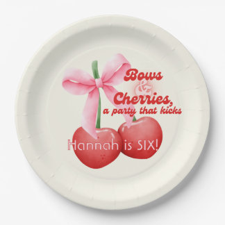 Assiettes En Carton Lettres Bulles Coquette Cerises pour 6ème Annivers