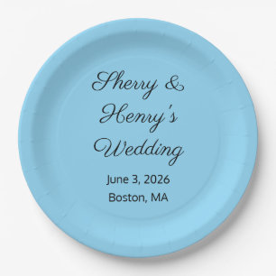 Assiettes En Carton Lettres douces Mariage bleu et noir