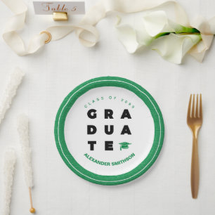 Assiettes En Carton Lettres et Casquette de Remise de Diplômes Gras Ve