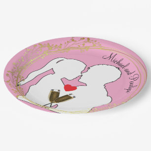 Assiettes En Carton Levez un toast à l'Happy Couple Elegance rose