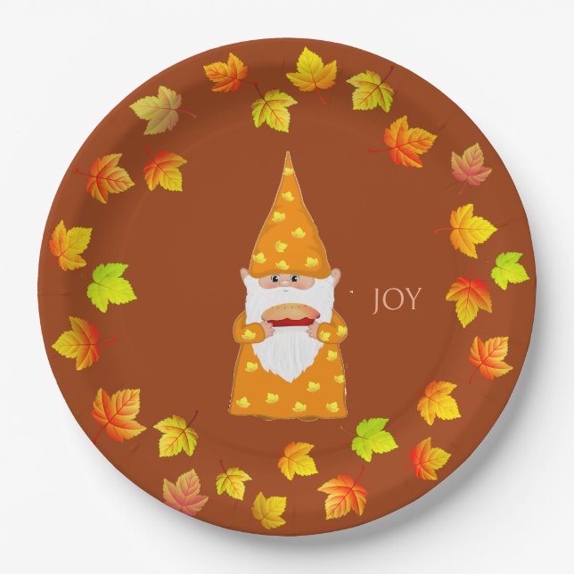 Assiettes En Carton Leviers d'automne Gnome mignonnes et de vacances s (Devant)