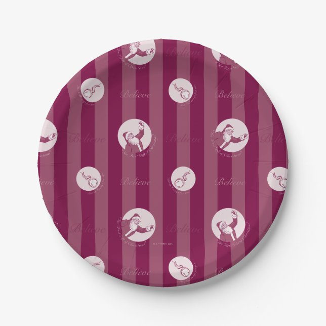 Assiettes En Carton L'Express polaire | Motif du Père Noël rayé (Devant)