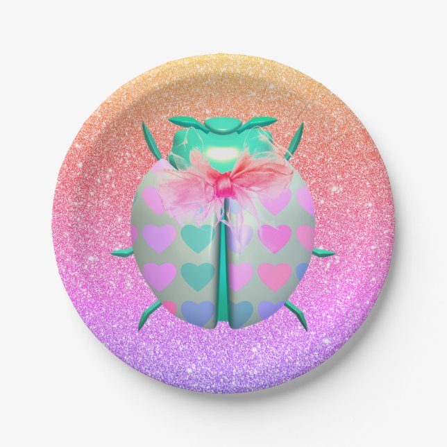 Assiettes En Carton Léybug coeur motif mignon gradient de parties scin (Devant)