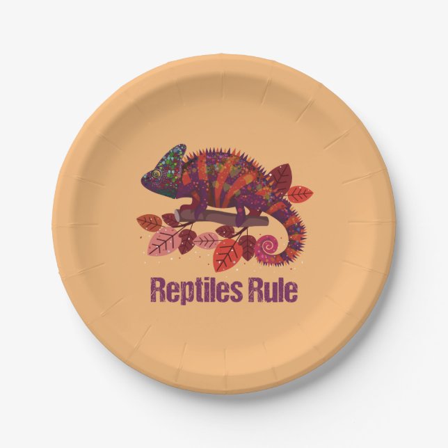 Assiettes En Carton Lézard d'iguane, règle de reptiles (Devant)