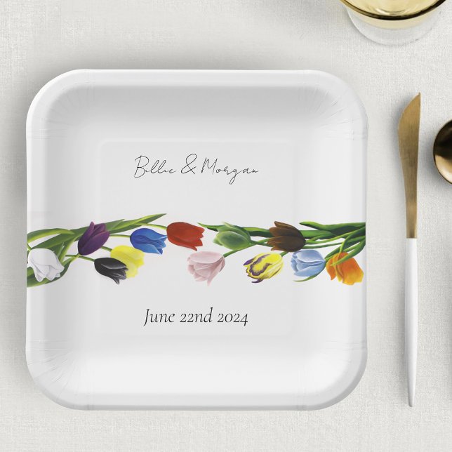 Assiettes En Carton LGBTQ plus Fleurs tulipes (Créateur téléchargé)