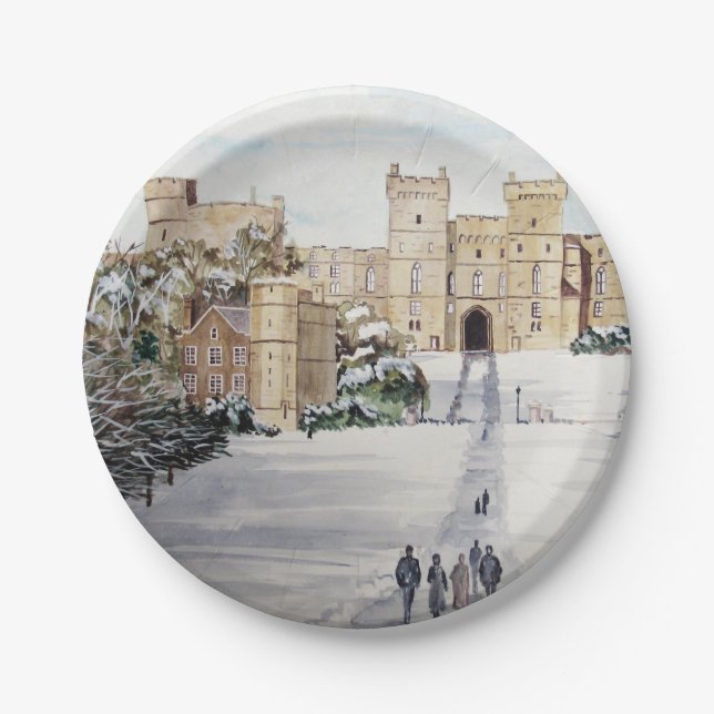 Assiettes En Carton L'hiver au château de Windsor (Devant)