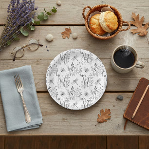 Assiettes En Carton Libellules Élégantes & Fleurs Sauvages