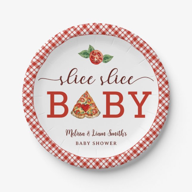 Assiettes En Carton Lice Slice Baby Pizza Baby shower Plaques de papie (Devant)