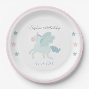 Assiettes En Carton Licorne Mignonne Rose Bleu Merci Anniversaire