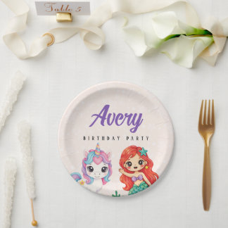 Assiettes En Carton Licornes & Sirènes Magiques