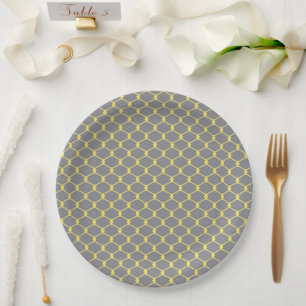 Assiettes En Carton Lien de chaîne gris et jaune moderne et tendance
