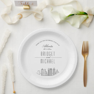 Assiettes En Carton Ligne Skyline Atlanta Deco   Événement Mariage