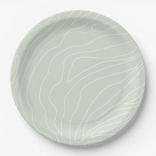 Assiettes En Carton Lignes Abstraites minimales Vert
