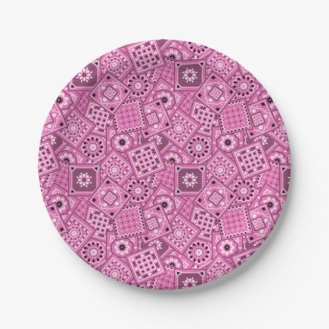 Assiettes En Carton Lil' Cowgirl Baby shower Bandanna Rose Plaques (Devant)