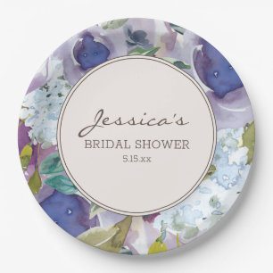 Assiettes En Carton Lilac Bleu Poussiéreux Fleurs Aquarelle Salle Mari
