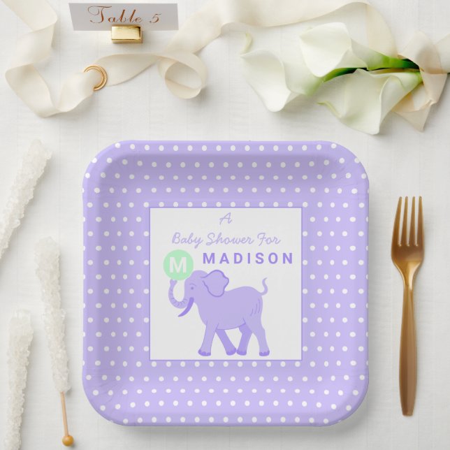 Assiettes En Carton Lilac Circus Cute Elephant Amusant Baby shower Car (Mariage)