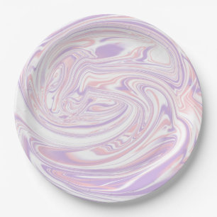 Assiettes En Carton Lilac rose Moderne Abstrait en marbre liquide